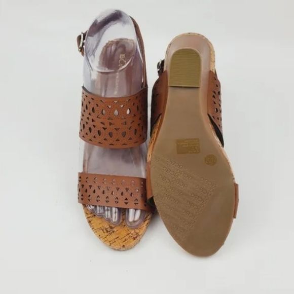 BCBG Brown Woven Leather Wedges - Picture 7 of 8